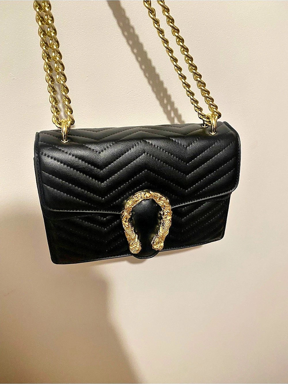 Black Quilted Chain Shoulder Bag (Like New)